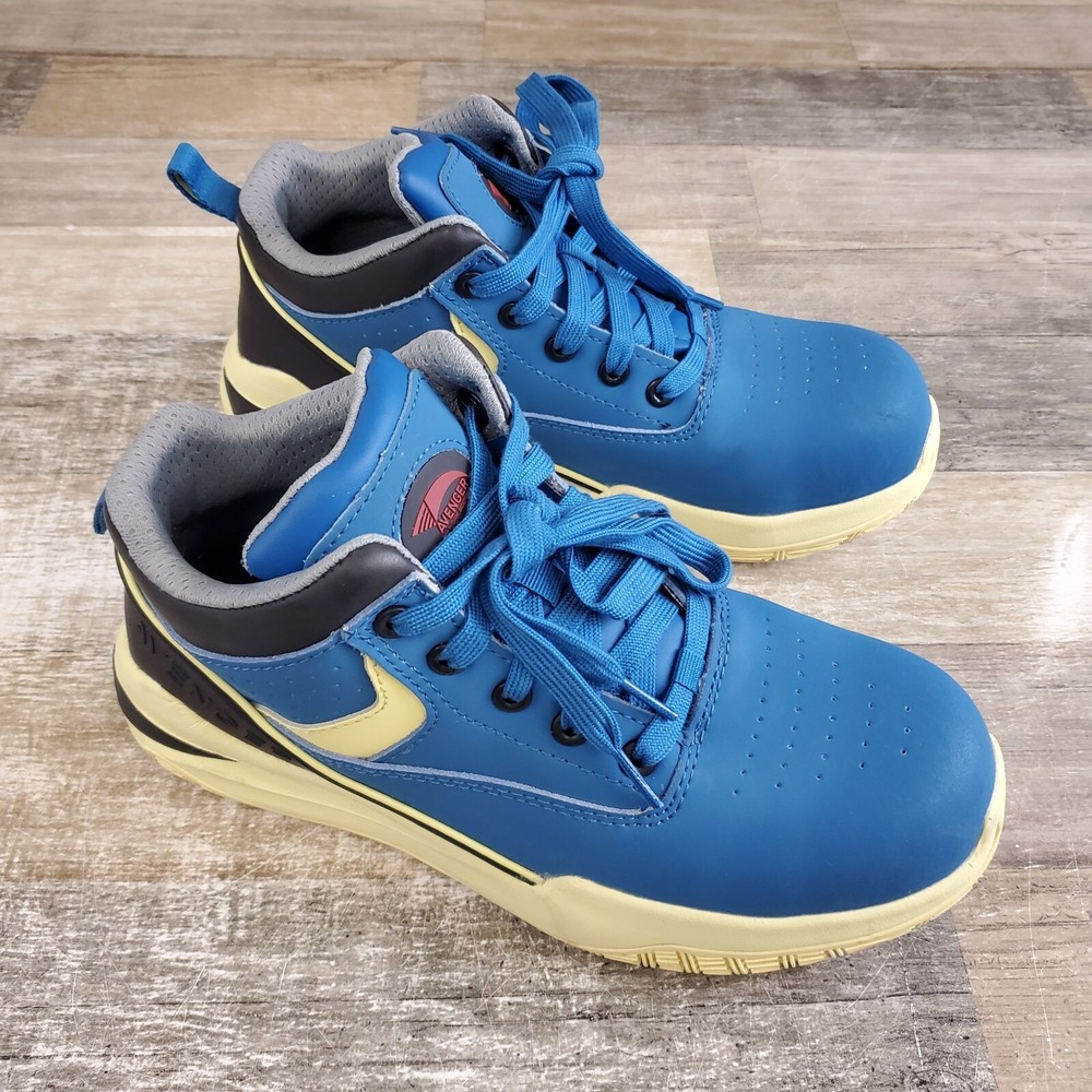 Avenger Reaction CN Womens Work Shoes Sz 8 B Blue Yellow Safety Toe Sneakers